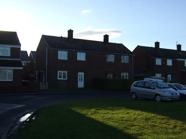 Brick semi-detached houses off Tail-upon-End Lane, Bowburn