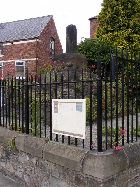 Railings and an information board at the site of Neville's Cross
