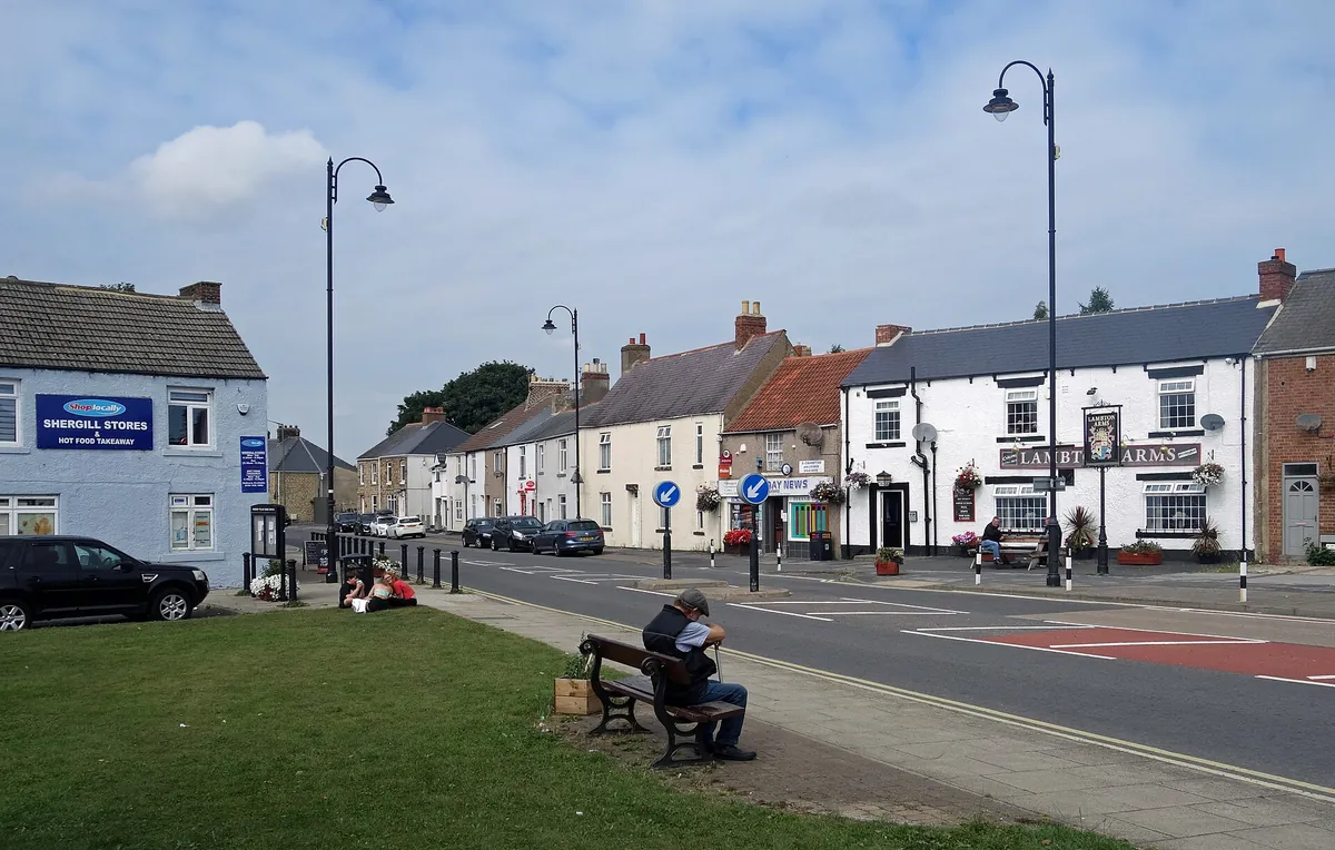 Front Street and the green in Sherburn Village